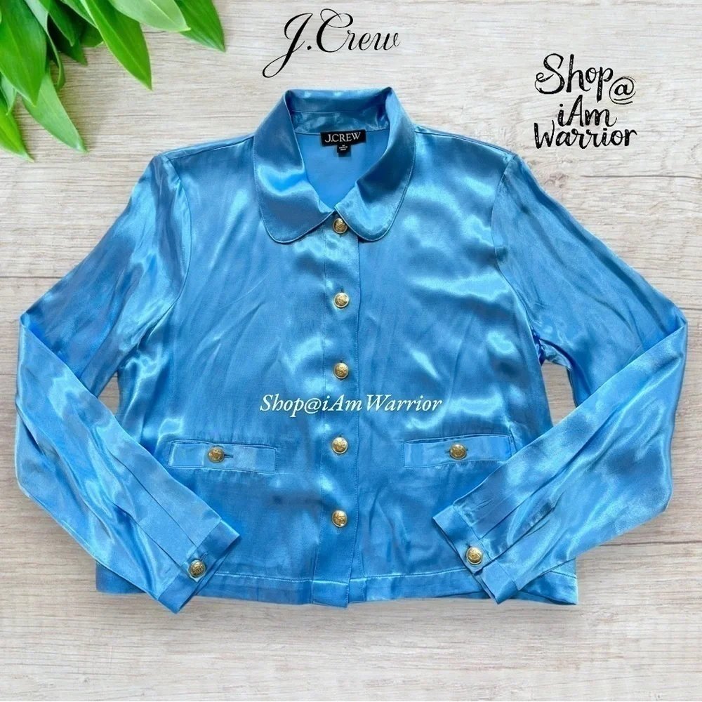 J.Crew cornflower blue satin lady shirt jacket *shop@iamwarrior